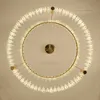 Postmodern Nordic pendant light luxury atmosphere round ring designer led new restaurant living room crystal lamp strip led lamp