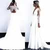 Vestidos de novia bohemios de encaje Vintage 2020, vestido de novia bohemio de manga larga, vestidos de novia con espalda abierta, vestido de novia