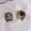 Vintage Lion Head Stud Earring Women Pearl Animal Lion Head Earring Fashion Jewelry for Gift Party High Quality