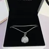 Kobiety Mężczyźni Pave Disc Wisiorek Naszyjnik Autentyczne Sterling Silver Party Biżuteria z Oryginalnym Pudełku Dla Pandora Link Chain Długie Naszyjniki