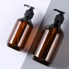 Amber Plastic Empty Squeeze Bottle With Black Lotion Pump Sample Containers For Body Lotion Shower Gel Jars - 10 1oz And252a