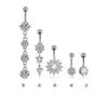 5st/Set Ball Flower Cute Zircon Crystal Body Jewelry Rostfritt stål Rhinestone Navel Bell -knapp Piercing Rings for Women Gift