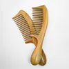 İnce Kalın Diş Anti-statik Yeşil Sandal Wood Tarak Geniş Dişli Tarak Saç kadın erkek tarağı fırça