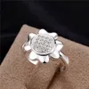 EPACKET DHL Plaqué Sterling Silver Sun Flower Zircon anneau DHSR733 Taille des États-Unis 8; Plaque d'argent à la mode 925 de la mode Trois anneaux de pierre bijoux