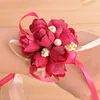 Kunstbloemen bruiloft decoratie boutonniere bruidegom groomsman pin broche corsage pak bruid bruidsmeisje pols bloem satijn rose yd0316