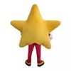 Professionell Custom Yellow Five-Pointed Star Mascot Kostym Happy Face Star Character Kläder Halloween Festival Party Fancy Dress