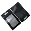 11 Storlekar Tillgänglig Matt CLEAR Svart Aluminiumfolie Förpackning Zipper Lock Bag med Hang Hole Retail Storage Påse för Zip Gifts Mylar Lock Bags