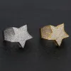 copper gold silver rosegold color plated quality stone star shape hip hop jewerly rings mens iced out diamond rings2747901