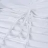 2019女性のセクシーな中空アウトドローストリングビスティエピュアホワイトドレスノースリーブプリーツヒップパッケージボディコンスパゲッティストラップドレス