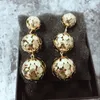 Fashion- Triple Metal Balls orecchini pendenti per donna Fashion Punk gioielli Gold Hollow Ball orecchini pendenti Ciondolo Vintage Bijoux