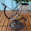 Ronde gietijzeren Romeinse kalender Sundial Decor ornamenten Lawn Garden Yard Desk Bureau Home Arts Sundials Vintage Metal Crafts Brown Retro G6806513