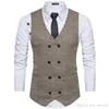 Gilet de costume en Tweed pour hommes, sur mesure, kaki, robe formelle, gilet en laine, à la mode, Slim Fit, nouvelle collection