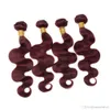 Elibess-необработанный класс 7А бразильские девственные волосы красное вино бордо 99J цвет тела волна человеческих волос ткет 4шт на много бесплатной доставкой