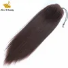 ポニーテールの延長のブラジルのレミー人間のヘアクリップ自然色のブラックブラウンブロンドストレートヘア100g