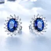 All'ingrosso- Orecchini in argento sterling 925 6 * 8mm Creato Blue Sapphire Wedding Party Jewelry Marca Fine Jewelry Orecchini per Wome Y18110110