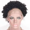 브라질 인간 머리 13x4 레이스 프론트 가발 사전 뽑아 짧은 꼬임 곱슬 곱슬 머리 머리 가발 130%