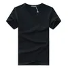 Men's V-Neck T shirt Summer Clothing Cotton Short Sleeve Tops for Casual Mens Slim Fit Classic Brand tshirts Asian Size 5XL