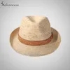 Classique Mâle Fedora Chapeau De Paille Protection Uv Été Chapeaux De Soleil Pour Homme Femmes À La Main Raphia Paille Trilby Cap Plage Vacances Cool Y1903134662