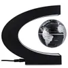 Carte du monde de globe flottant à lévitation magnétique en forme de C avec décoration lumineuse LED pour le bureau à domicile - noir