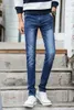 Desig feeci varumärke män jeans slim passform skinny denim jeans designer elastiska raka jeans stretch byxor för män