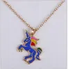 NEW Fashion Unicorn Necklace for Girls Children Kids Enamel Cartoon Horse Jewelry Women Animal Pendant Necklace with Retail Card WL1155