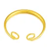 Bracelet manchette pour hommes et femmes, 2 pièces, Style Simple et lisse, bijoux de Couple, or jaune 18 carats, symbole d'amour rempli, ensemble de bracelets solides