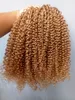 Briazilian insan bakire remy saç atkı kinky curl saç uzantıları koyu sarışın 27 # renk saç örgüleri 100g demetleri