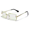 도매 디자이너 선글라스 새로운 프레임리스 트리밍 스퀘어 선글라스 패션 작은 안경 선글라스 무료 배송 패션 액세서리