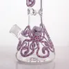 7mm d'épaisseur Octopus Beaker Bong 13 pouces de hauteur Narguilés Peinture à la main Pipe à eau en verre Dab Rigs Vert Rose Violet Fumer Outils
