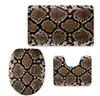 3D Leopard Grain Toilet Cover Mat Set Flanel Badkamer Antislip Voetstuk Tapijt + Deksel Toilethoes + Bad Mat Wasbare Set