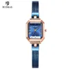 Ruimas Ladies Simple Analog Watches Luxury Rose Gold Square Watch Women Mesh Strap Wristwatch Top Brand Relogios Femininos 579