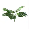 Fake Faux Artificial 9-Leaf Artificial Plant Monstera Branch Palm Fern Turtle Leaf för hem Bröllopsdekoration