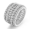 Vecalon handgemaakte grote vinger ring wit goud gevuld volledig 250 stks diamant CZ-engagement trouwband ringen voor vrouwen mannen sieraden