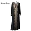 Livraison gratuite musulman noir abaya vêtements islamiques pour femmes broderie strass dubaï caftan robe robe turque abaya