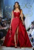Kırmızı Abiye Spagetti Line Yan Bölünmüş Balo Elbise Örgün Parti Törenlerinde Özel Durum Elbise