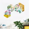 Fleurs et plantes botanique hexagonale Triple décoration peinture un salon canapé fond mur cristal porcelaine peinture