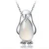 Women Pendant Necklace Penguin Animal Necklaces Sliver Plated Charms Opal Necklace Vintage Jewelry For Girl Women Gift7592197