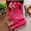 Baby Girls Outfits Цветочные малыши девушки топы брюки 2 шт. Устанавливает лук детские брюки брюки костюмы бутик детские одежды 4 дизайна DW4297