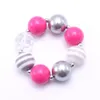 Hot Pink + Grey Color Chunky NecklaceBracelet Set Fashion Pendant Beads Bambini Ragazza Bubblegum Chunky Bead Collana Set di gioielli