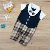 Neugeborenen Baby Formale Party Body Mode Plaid kurzarm Baby Jungen Kleidung Neue Outfits Sommer Kleidung Sets Outfit Geschenk
