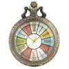 빈티지 청동 포켓 시계 투명 유리 화려한 다이얼 로마 숫자 쿼츠 시계 목걸이 체인 기념품 선물 Orologio Da Taska