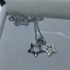 Vecalon Charm Star Shape Pendant 925 Sterling Silver Diamond Bröllopsängor med halsband för kvinnor Brud Smycken Gift