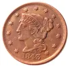 Monete USA Set completo (1839-1852) 14 pezzi Date diverse Mestiere Capelli intrecciati Grandi centesimi 100% Monete copia rame