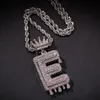 AZ Aangepaste Naam Bubble Letters Kettingen Herenmode Hip Hop Sieraden Iced Out Goud Zilver Kroon Beginletter Hanger Necklace2417234