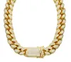 18K Gold Filled18mm water diamond Cuban chain gold drill rough necklace 24'