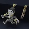 Fashion- Hop Necklace Jewelry 76cm Gold Cuban Chain Running Doll Cartoon Iced Out Pendant Necklace