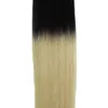 Noir et blond vierge ombre péruvienne Remy cheveux 40 pcs PU bandes de trame de peau dans les extensions de cheveux Ombre bande dans les extensions de cheveux humains deux tons