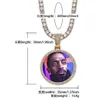 Custom Made Photo Round Medallions Pendant Necklace 3mm Tennis Chain Silver Gold Color Zircon Men Hiphop Jewelry