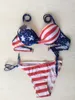 Seksi Bikini Kadınlar Mayo Amerikan Bayrağı Bağcık Şerit Yaz Plaj Bikini Mayo Bikini Seti