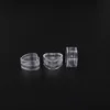 Free Shipping 200pcs x 4g Clear Plastic Sample Containers Mini PS Jar With Lid Empty Heart Shape Cosmetic Packaging Pot Box